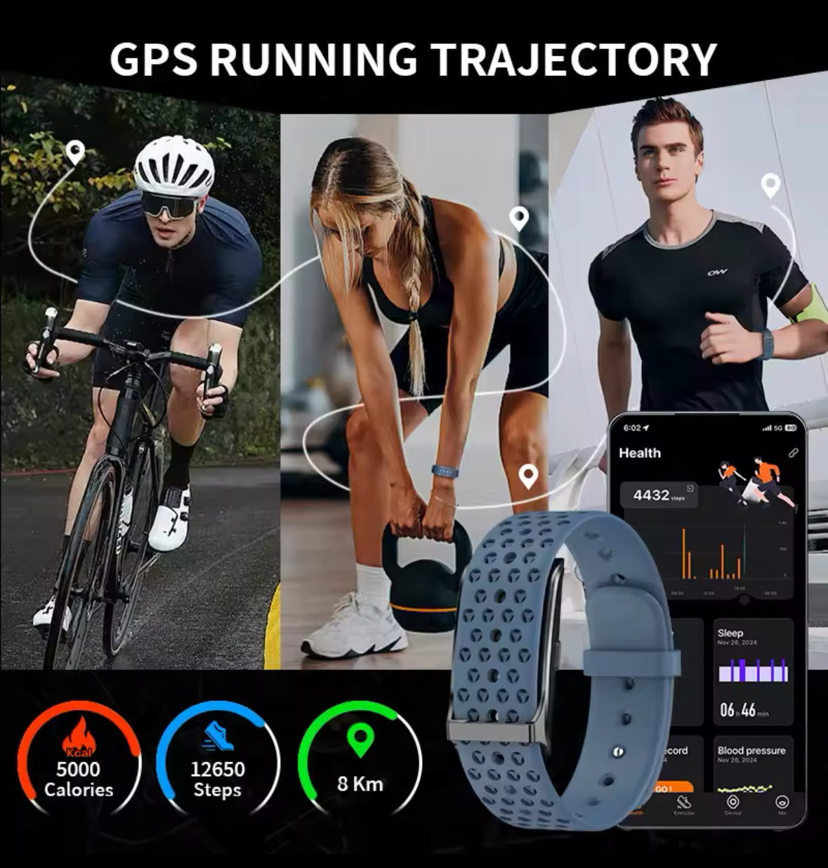 Smart Bracelet Heart Rate Blood Pressure Sleep Monitor
